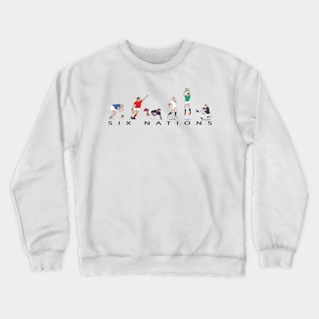 Six Nations rugby players England France Wales Scotland Ireland Italy Crewneck Sweatshirt by dizzycat-biz